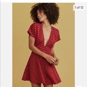 Marine Layer Women's Camila Mini Dress A-Line Button Up Red Size Small